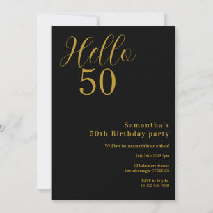 Convite Parabéns pelos 50 anos - Festa Preto e Dourado