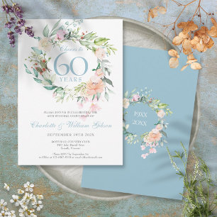 Convite Parabéns pelos 60 Anos Aniversário de Diamante Flo