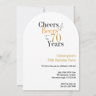 Convite Parabéns pelos 70 Anos Cervejas e Brindes Minimal