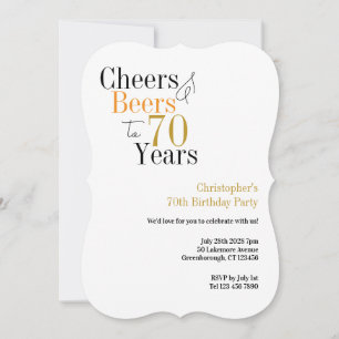 Convite Parabéns pelos 70 Anos com Cheers e Beers Festa Mi