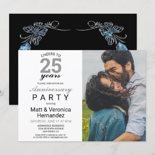 Convite Parabéns por 25 Anos Aniversário de 25 Anos Silver