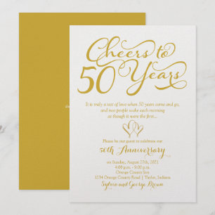 Convite Parabéns por 50 Anos Bodas de Ouro 50º Aniversário