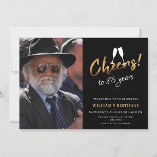 Convite Parabéns por 86 Anos Foto de Aniversário Dourado P