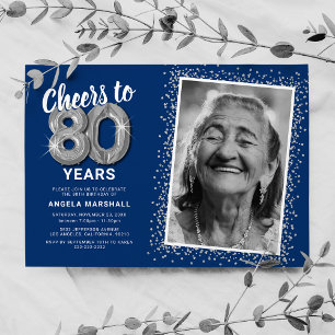 Convite Parabéns por Oitenta Anos Fotografia de Aniversári