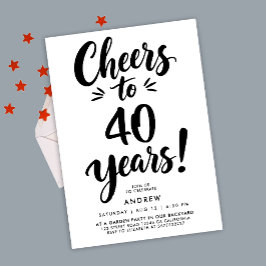 Convite Parabéns Simples Modernos aos 40 Anos de Tipografi