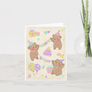 Convite Parabéns, Teddy Bears Ilustração