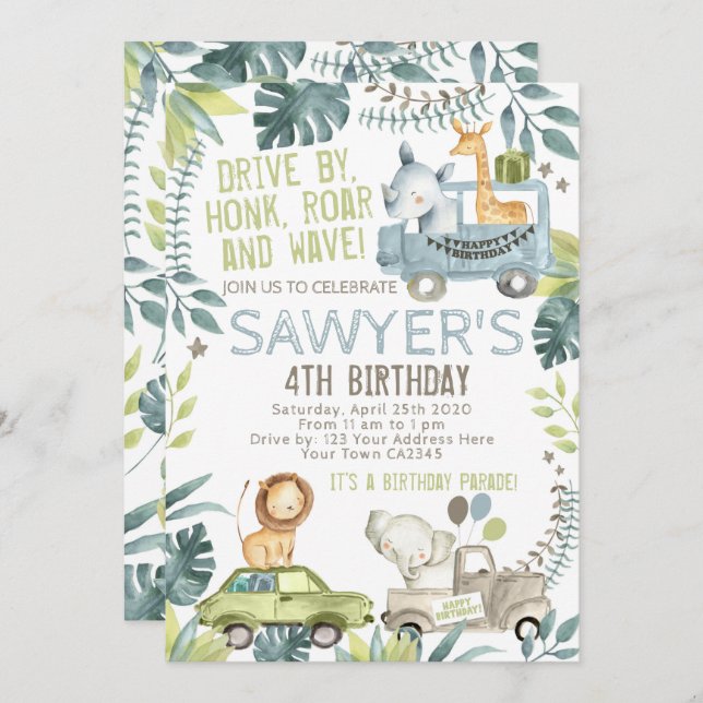 Convite Parada de Aniversário da Selva (Frente/Verso)