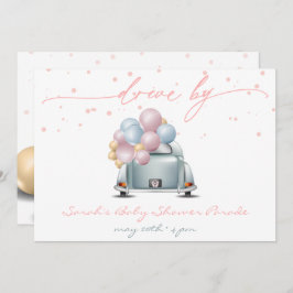 Convite Parada de Celebração de Chás de fraldas Rosa Surpr