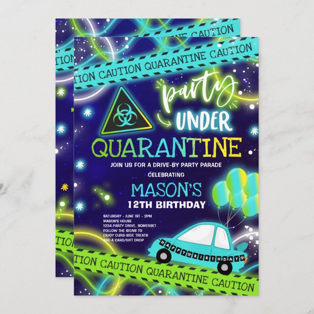 Convite Parada de Festa de aniversário por Unidade de Quar (Frente/Verso)