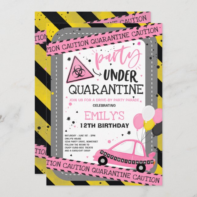 Convite Parada de Festa de aniversário por Unidade de Quar (Frente/Verso)