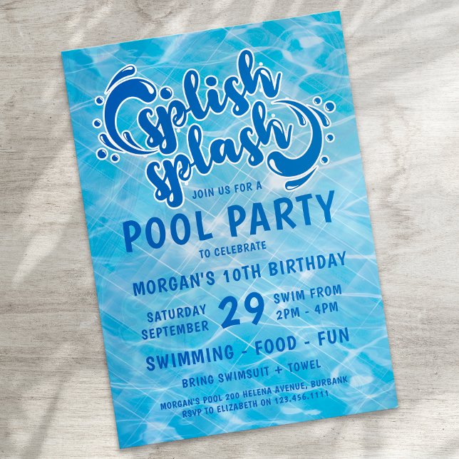 Convite Parada de piscina - Splash Splash Aniversário (Criador carregado)