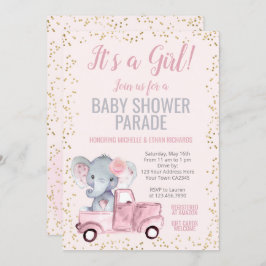 Convite Parada do Chá de fraldas Elefante