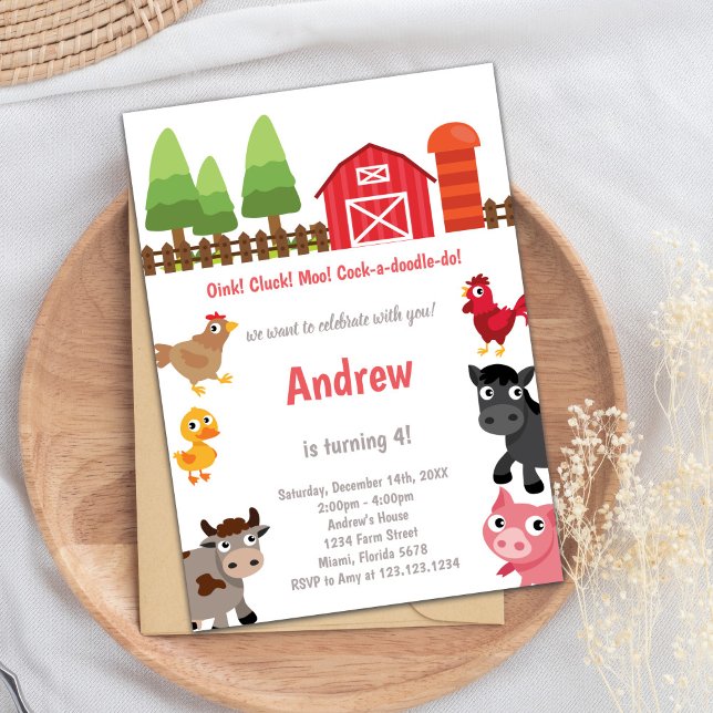 Convite Paradeiro Personalizável (Barnyard birthday invitations)
