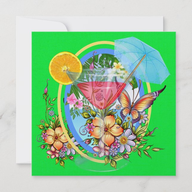 Convite Paradise Beach Cocktail - SRF (Frente)