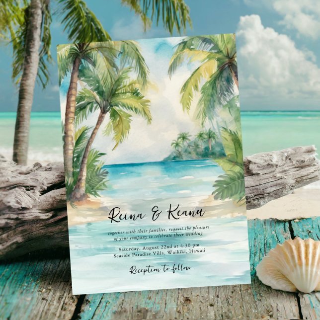 Convite Paradise Palms Tropical Beach Weding (Criador carregado)