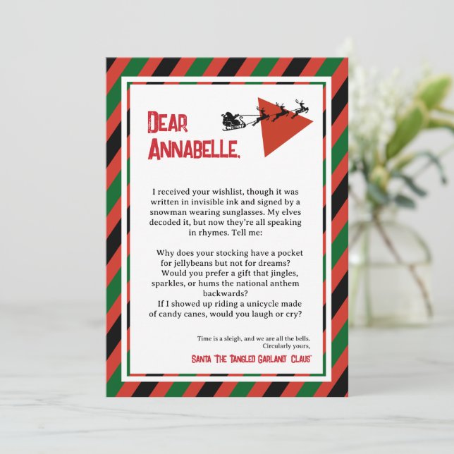 Convite Paradoxo de Brilho DADA Carta do Papai Noel (Em pé/Frente)