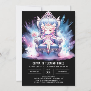 Convite Paraíso da Princesa Pastel Personalizada