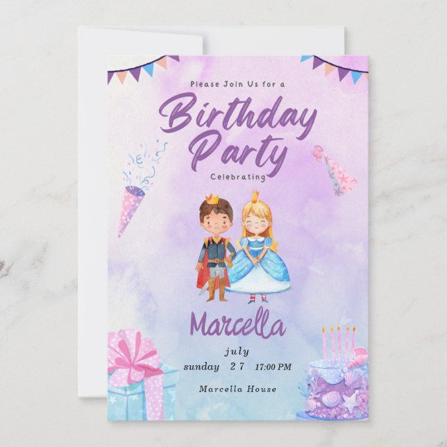 Convite Paraíso das Princesas Uma Celebração Colorida e Re (Frente)