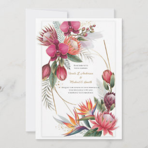 Convite Paraíso Floral Tropical Bodas de Ouro Botânico
