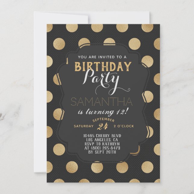 Convite Paraíso Polkadot Dourado (Frente)
