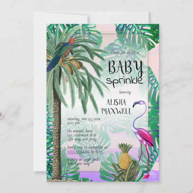 Convite Paraíso tropical Greenery Boho Baby Sprinkle (Frente)
