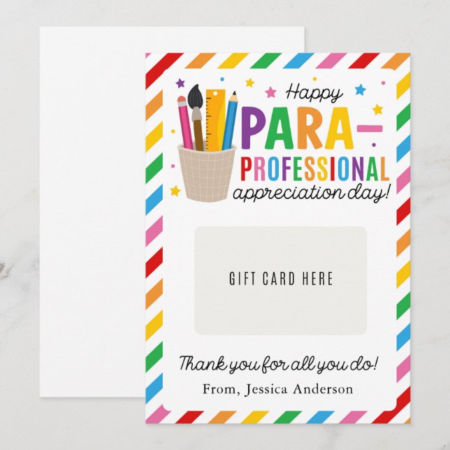 Convite Paraprofessional Appreciation Day Gift Card Holder (Frente/Verso)