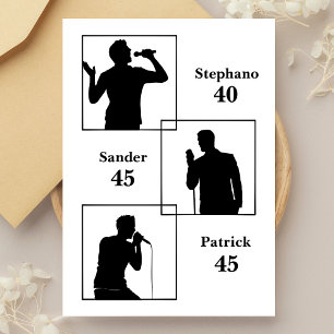 Convite Parceiro Aniversário triplo do divertido branco mi