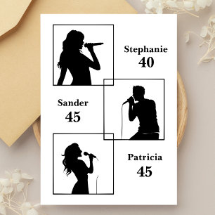 Convite Parceiro Aniversário triplo do divertido branco mi