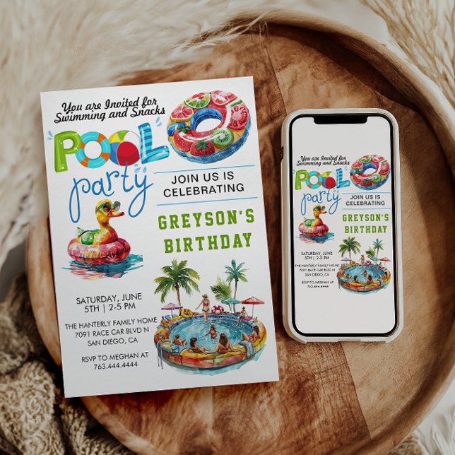 Convite Parceiro de Piscina Adulto de Verão Praia de Anive (Criador carregado)