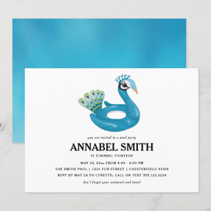 Convite Parceiro de Piscina flutuante de Piscina de Peacoc
