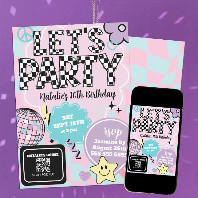 Convite Parceiro de Vamos de Disco com Groovy Retro Verifi (Criador carregado)