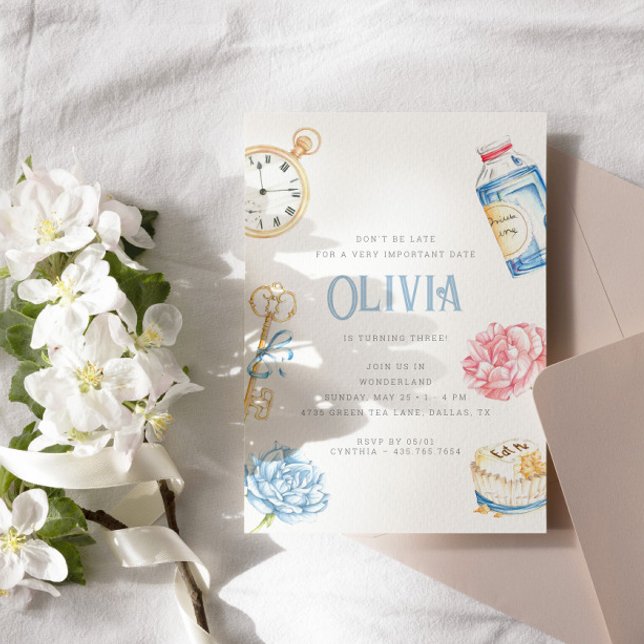 Convite Parceiro do Chá para Crianças Maravilha Aniversári (Criador carregado)