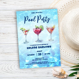 Convite Parceiro piscina Coquetel Aniversário de Verão