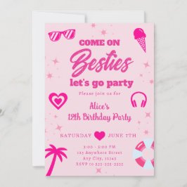 Convite Parceiro piscina Malibu Pink Doll Beach Aniversári
