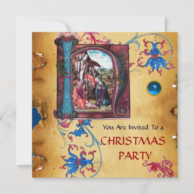 CONVITE PARCHES DE NATAL FLORAL DO MONOGRAMA DA NATIVIDADE (Frente)