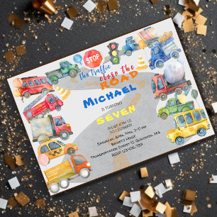 Convite Pare o trânsito fechar o aniversário do garoto do