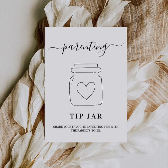 Convite Parentalidade - Sinal de Jar de Dica e Chá de fral (Parenting Tip Jar Sign and Advice Card Baby Shower)