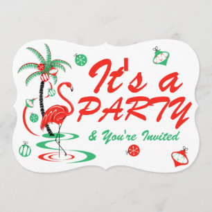 Convite Parênteses do Partido Flamingo Baubles de Natal Ve