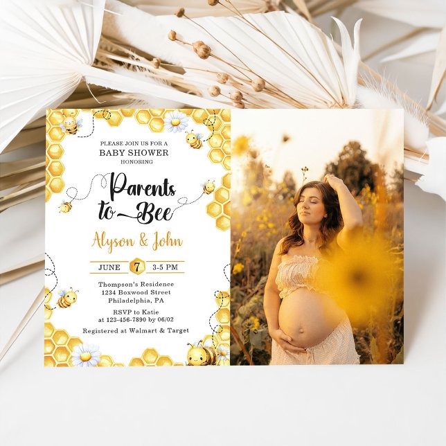 Convite Parents To Bee Baby Shower Photo Invitation (Criador carregado)