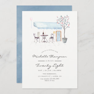 Convite Paris Cafe Watercolor Qualquer Festa de aniversári