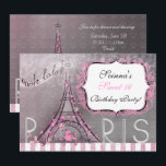Convite Paris Chic Brilho Torre Eiffel Festa Sweet 16<br><div class="desc">Belo convite temático Paris chic. Escolha personalizar para adicionar suas informações. Exclua qualquer texto para deixar uma área em branco.</div>