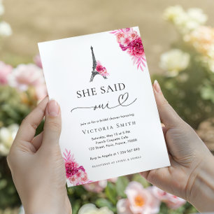 Convite Paris Ela Disse Chá de panela De Torre Oui Eiffel