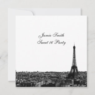 Convite Paris França Skyline #1 BW Sweet 16 V