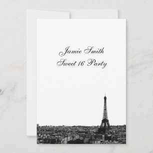 Convite Paris França Skyline #1 BW Sweet 16 V