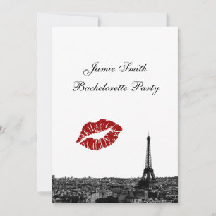 Convite Paris França Skyline Kiss #1 BW V Bachelorette