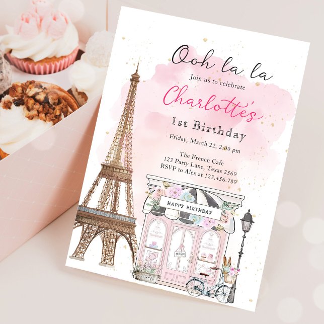 Convite Paris Francesa Parisiense Café Festa de Chá Menina (Criador carregado)