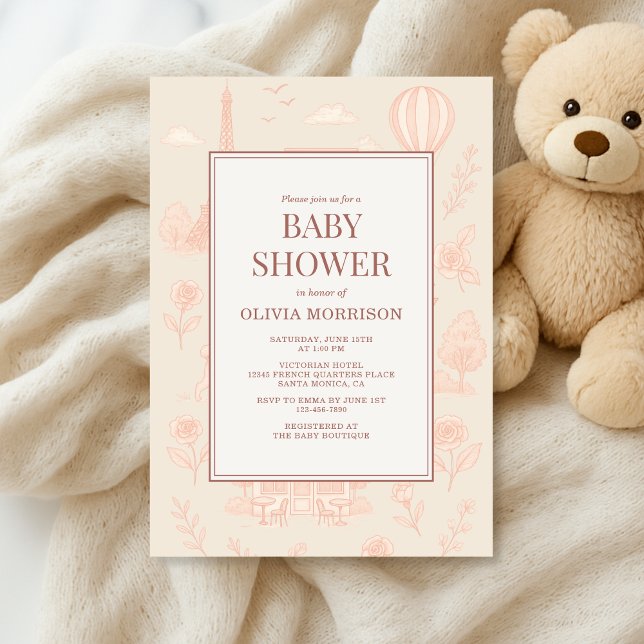 Convite Paris French Toile Baby Shower (Criador carregado)