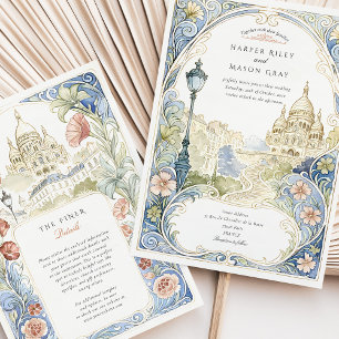 Convite Paris Montmartre Wedding Watercolor Basilica