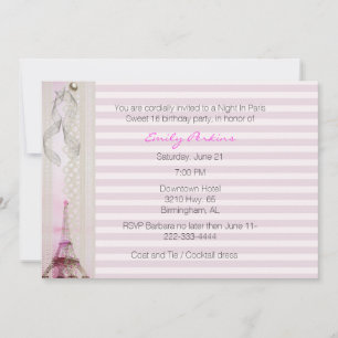 Convite Paris Rosa Strike Parecia Doce Dezesseis