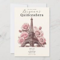 Paris Torre Eiffel & Rosas Rosas Quinceañera